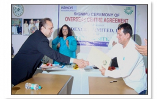 An Overseas Centre Agreement was signed between Mr. Sami Baig, Regional Director, Indian Subcontinent, Edexcel Ltd, U.K. & Dr. A. Samanta, Founder, KIIT.